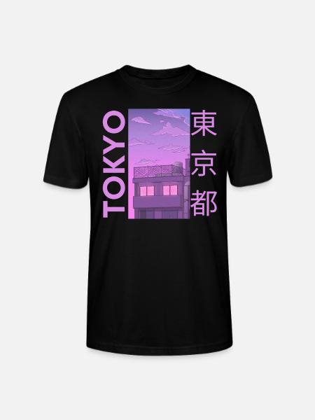 Tokyo Japan, Magenta - Stanley/Stella CRAFTER Unisex Organic T-Shirt - black