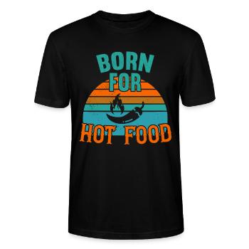 Born for Hot Food / Scharfes Essen - Stanley/Stella CRAFTER Unisex Organic T-Shirt - black - Front - Alina (178cm) & Michal (187cm)