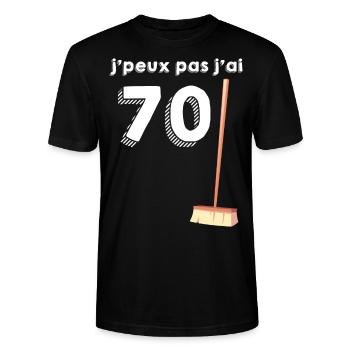 70 ans Anniversaire Homme Femme - T-shirt bio CRAFTER Stanley Stella Unisexe - noir - Devant - Alina (178cm) & Michal (187cm)