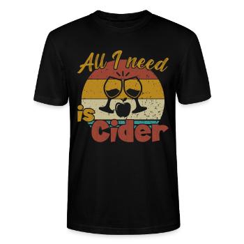 All I need is Cider / Cider - Stanley/Stella CRAFTER Unisex Organic T-Shirt - black - Front - Alina (178cm) & Michal (187cm)