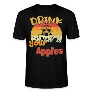 Drink your Apples / Cider - Stanley/Stella CRAFTER Unisex Organic T-Shirt - black - Front - Alina (178cm) & Michal (187cm)