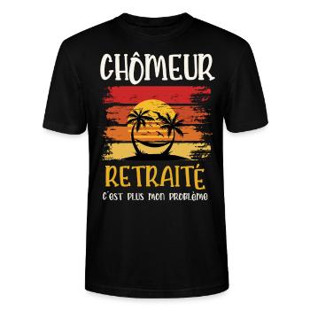 chômeur retraité - T-shirt bio CRAFTER Stanley Stella Unisexe - noir - Devant - Alina (178cm) & Michal (187cm)