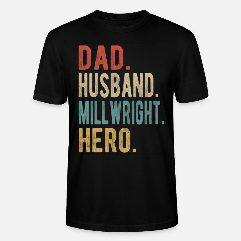 Mill Builder Papa Husband Hero - Stanley/Stella CRAFTER Unisex Organic T-Shirt - black