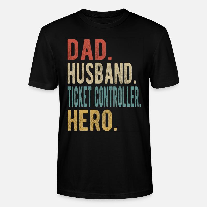 Ticketcontroller Papa Ehemann Held - Stanley/Stella Unisex Bio-T-Shirt CRAFTER - Schwarz
