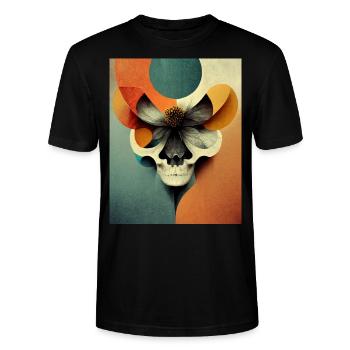 Skull Bauhaus vintage style v012 - Stanley/Stella CRAFTER Unisex Organic T-Shirt - black - Front - Alina (178cm) & Michal (187cm)