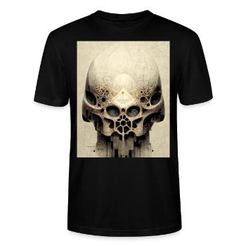 Skull Bauhaus vintage style v04 - Stanley/Stella CRAFTER Unisex Organic T-Shirt - black - Front - Alina (178cm) & Michal (187cm)