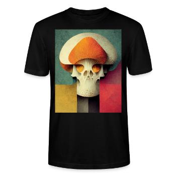 Skull Bauhaus vintage style v012 - Stanley/Stella CRAFTER Unisex Organic T-Shirt - black - Front - Alina (178cm) & Michal (187cm)