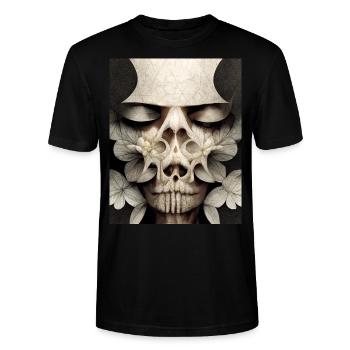Skull Bauhaus vintage style v08 - Stanley/Stella CRAFTER Unisex Organic T-Shirt - black - Front - Alina (178cm) & Michal (187cm)