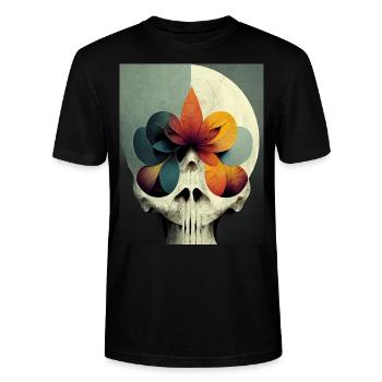 Skull Bauhaus vintage style v09 - Stanley/Stella CRAFTER Unisex Organic T-Shirt - black - Front - Alina (178cm) & Michal (187cm)