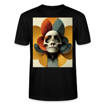 Skull Bauhaus vintage style v010 - Stanley/Stella CRAFTER Unisex Organic T-Shirt - black - Front - Alina (178cm) & Michal (187cm)