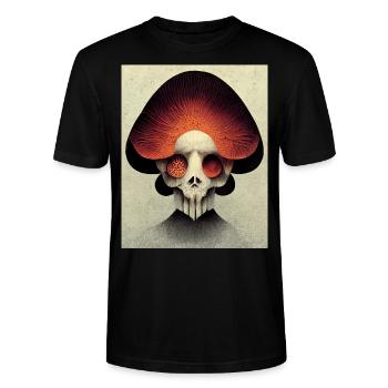 Skull Bauhaus vintage style v013 - Stanley/Stella CRAFTER Unisex Organic T-Shirt - black - Front - Alina (178cm) & Michal (187cm)