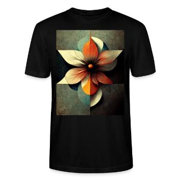 Flower bauhaus Style Vintage - T-shirt bio CRAFTER Stanley Stella Unisexe - noir - Devant - Alina (178cm) & Michal (187cm)