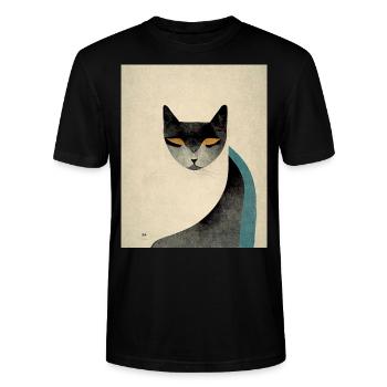Katze Retro Bauhaus Katze Vintage Stil - Stanley/Stella Unisex Bio-T-Shirt CRAFTER - Schwarz - Vorne - Alina (178cm) & Michal (187cm)