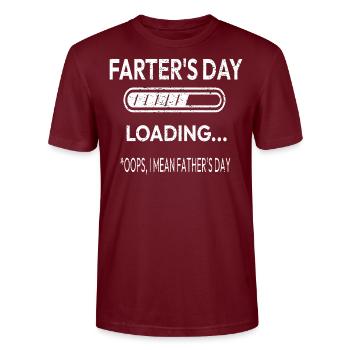 Vatertag Papa Humor Farter's Day Loading - Stanley/Stella Unisex Bio-T-Shirt CRAFTER - Burgunderrot - Vorne - Alina (178cm) & Michal (187cm)