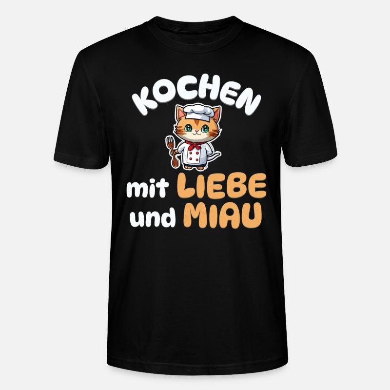 Kochen mit Liebe und Miau - Katze kochen - Stanley/Stella Unisex Bio-T-Shirt CRAFTER - Schwarz