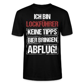 Ich bin Lockführer - Bier bringen und Abflug - Stanley/Stella Unisex Bio-T-Shirt CRAFTER - Schwarz - Vorne - Alina (178cm) & Michal (187cm)