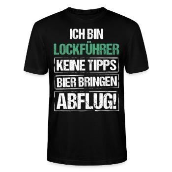 Ich bin Lockführer - Bier bringen und Abflug - Stanley/Stella Unisex Bio-T-Shirt CRAFTER - Schwarz - Vorne - Alina (178cm) & Michal (187cm)