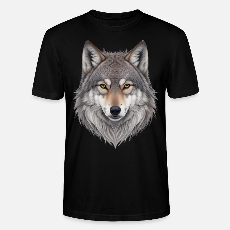 Wolf Kopf - Stanley/Stella Unisex Bio-T-Shirt CRAFTER - Schwarz