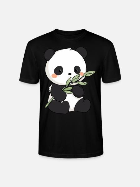 Mignon panda kawaii avec bambou - T-shirt bio CRAFTER Stanley Stella Unisexe - noir