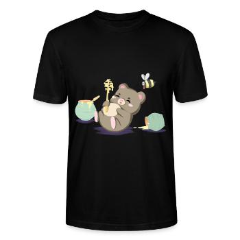 New Kollection Happy Bears and Bees: Hungry Bear - Stanley/Stella Unisex Bio-T-Shirt CRAFTER - Schwarz - Vorne - Alina (178cm) & Michal (187cm)