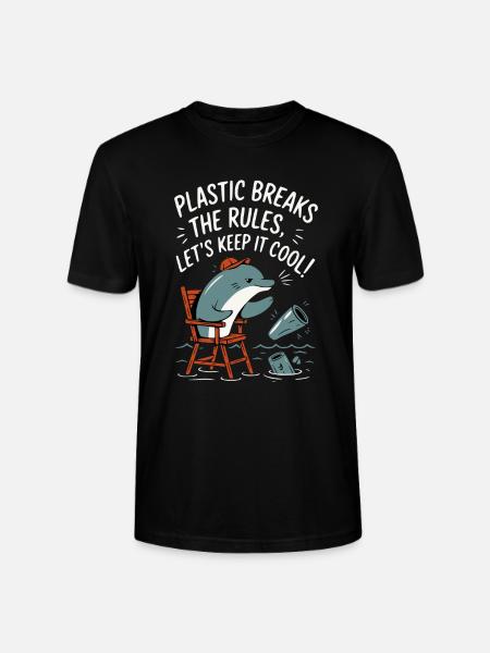 Plastik im Meer mit Delphin - Stanley/Stella Unisex Bio-T-Shirt CRAFTER - Schwarz