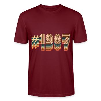 35e anniversaire né en 1987 - T-shirt bio CRAFTER Stanley Stella Unisexe - bordeaux - Devant - Alina (178cm) & Michal (187cm)