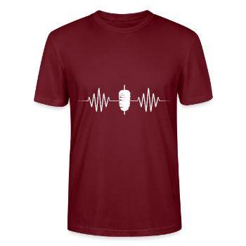 Döner Herzschlag - Stanley/Stella Unisex Bio-T-Shirt CRAFTER - Burgunderrot - Vorne - Alina (178cm) & Michal (187cm)