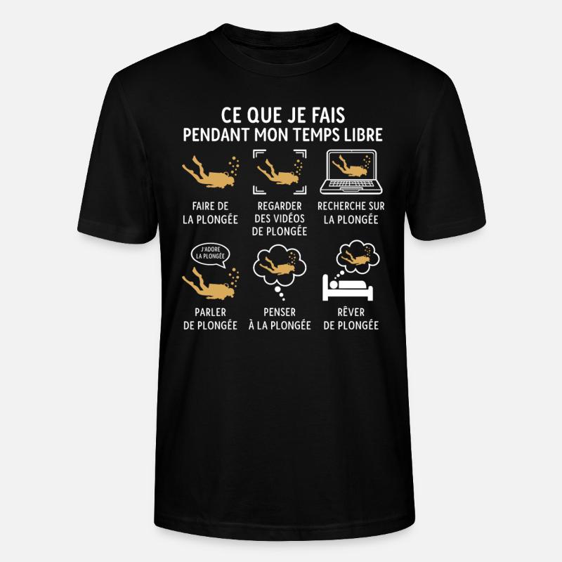 faire de la plongée - T-shirt bio CRAFTER Stanley Stella Unisexe - noir