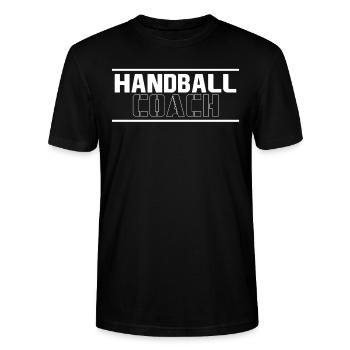 Handball Coach Trainer T-Shirt Geschenk - Stanley/Stella Unisex Bio-T-Shirt CRAFTER - Schwarz - Vorne - Alina (178cm) & Michal (187cm)