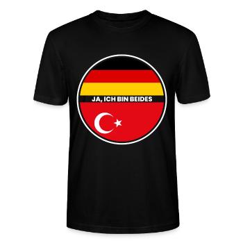 Ja Ich Bin Beides - Türke und Deutscher - Stanley/Stella Unisex Bio-T-Shirt CRAFTER - Schwarz - Vorne - Alina (178cm) & Michal (187cm)