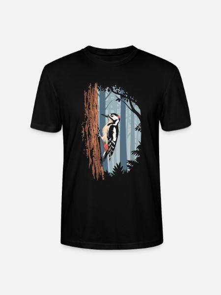 Buntspecht Im Mystischen Wald - Stanley/Stella Unisex Bio-T-Shirt CRAFTER - Schwarz