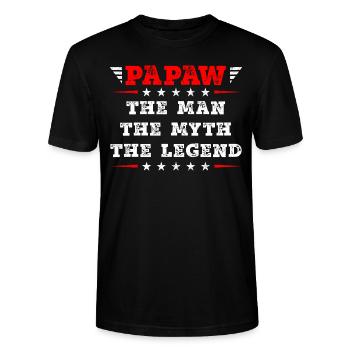 Papa Grand-père disant Papaw L’homme Le mythe La légende - T-shirt bio CRAFTER Stanley Stella Unisexe - noir - Devant - Alina (178cm) & Michal (187cm)