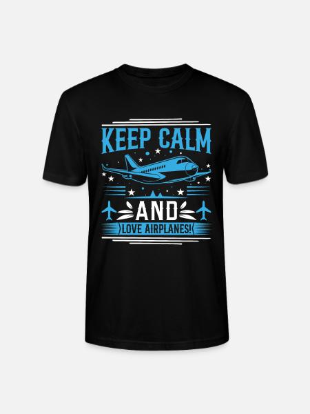 Keep calm and love airplanes! - Stanley/Stella CRAFTER Unisex Organic T-Shirt - black
