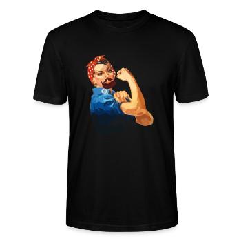 Féministe Anti Rasage Corps Velu - T-shirt bio CRAFTER Stanley Stella Unisexe - noir - Devant - Alina (178cm) & Michal (187cm)