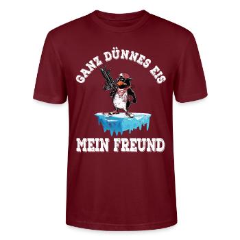 Ganz dünnes Eis mein Freund - Stanley/Stella Unisex Bio-T-Shirt CRAFTER - Burgunderrot - Vorne - Alina (178cm) & Michal (187cm)