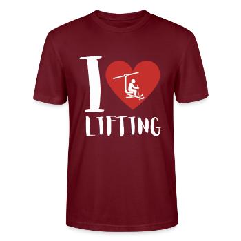 Do You Even Lift Bro Ski - Stanley/Stella CRAFTER Unisex Organic T-Shirt - burgundy - Front - Alina (178cm) & Michal (187cm)