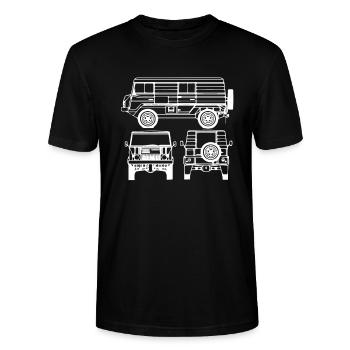 DDR Moped Oldtimer Roller Mofa Scooter 2 Takter - Stanley/Stella Unisex Bio-T-Shirt CRAFTER - Schwarz - Vorne - Alina (178cm) & Michal (187cm)