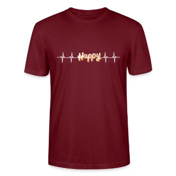 International Day Of Happiness - Stanley/Stella CRAFTER Unisex Organic T-Shirt - burgundy - Front - Alina (178cm) & Michal (187cm)