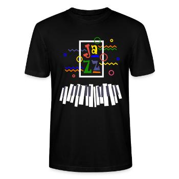 Jazz Musik Improvisation Festival - Stanley/Stella Unisex Bio-T-Shirt CRAFTER - Schwarz - Vorne - Alina (178cm) & Michal (187cm)
