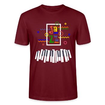 Jazz Musik Improvisation Festival - Stanley/Stella Unisex Bio-T-Shirt CRAFTER - Burgunderrot - Vorne - Alina (178cm) & Michal (187cm)