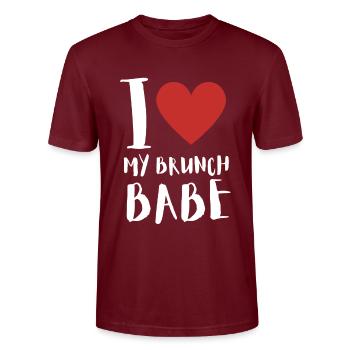 Babes Who Brunch Squat - Stanley/Stella Unisex Bio-T-Shirt CRAFTER - Burgunderrot - Vorne - Alina (178cm) & Michal (187cm)