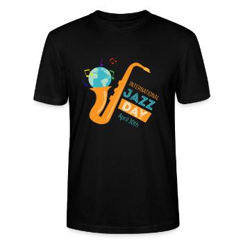 Jazz Musik Improvisation Festival - Stanley/Stella Unisex Bio-T-Shirt CRAFTER - Schwarz - Vorne - Alina (178cm) & Michal (187cm)