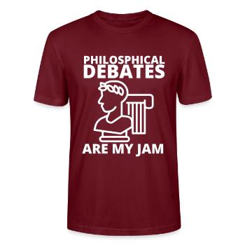 Philosophical Debate Feeling Philoslothical - Stanley/Stella CRAFTER Unisex Organic T-Shirt - burgundy - Front - Alina (178cm) & Michal (187cm)
