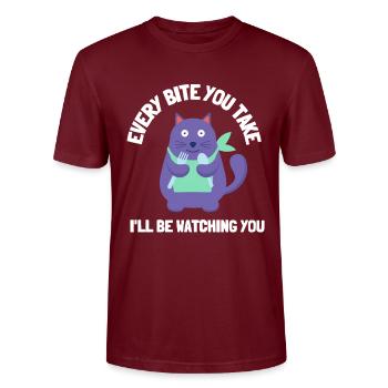 Fat Cat Obesity - Stanley/Stella Unisex Bio-T-Shirt CRAFTER - Burgunderrot - Vorne - Alina (178cm) & Michal (187cm)