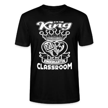Kindergarten Teacher King Of Classroom - Stanley/Stella CRAFTER Unisex Organic T-Shirt - black - Front - Alina (178cm) & Michal (187cm)
