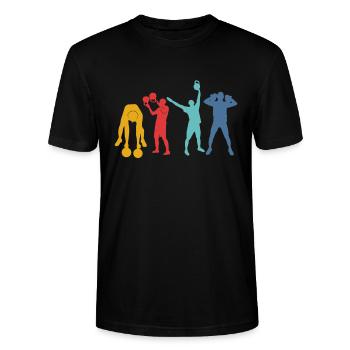 Kettlebell Workout Retro Fitness Gym - T-shirt bio CRAFTER Stanley Stella Unisexe - noir - Devant - Alina (178cm) & Michal (187cm)