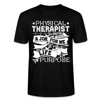 Physical Therapist Physical Therapy Life Purpose - Stanley/Stella CRAFTER Unisex Organic T-Shirt - black - Front - Alina (178cm) & Michal (187cm)
