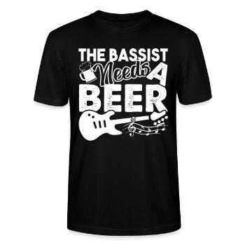 Bass Guitar The Bassist Bass Guitar Needs A Beer - Stanley/Stella CRAFTER Unisex Organic T-Shirt - black - Front - Alina (178cm) & Michal (187cm)