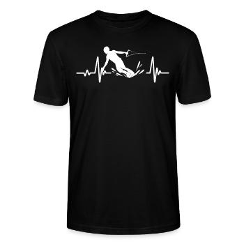 Wakeboarden Herzschlag Wakeboard Wakeboarder - Stanley/Stella Unisex Bio-T-Shirt CRAFTER - Schwarz - Vorne - Alina (178cm) & Michal (187cm)