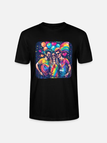 Rainbow Connection Embrace, Happy Pride - Stanley/Stella CRAFTER Unisex Organic T-Shirt - black